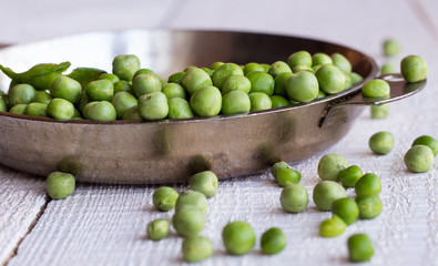 green peas in a glass