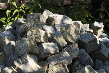 paving blocks in heap