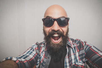 Obraz premium hipster long bearded and mustache man