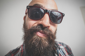 hipster long bearded and mustache man