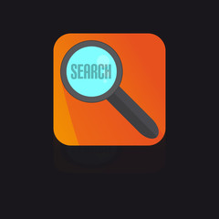 Flat Icon With Magnifying Glass With Search Label