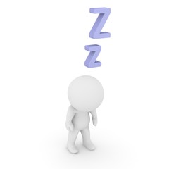 3D Character Standing and Sleeping with Z letters