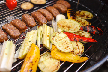grilled kebab and vegetables