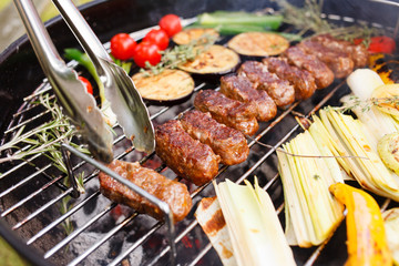 grilled kebab and vegetables