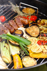 grilled kebab and vegetables