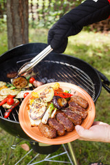 grilled kebab and vegetables