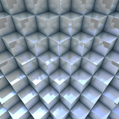 Modern background 3D blueish organized cubes