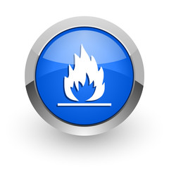 flame blue glossy web icon