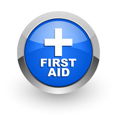 first aid blue glossy web icon
