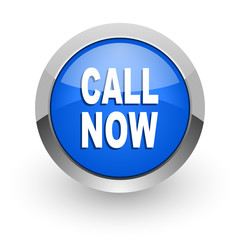 call now blue glossy web icon