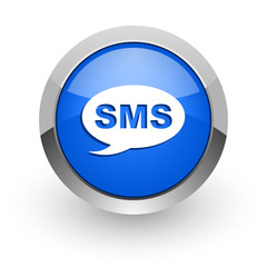 sms blue glossy web icon