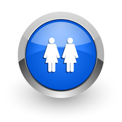 couple blue glossy web icon