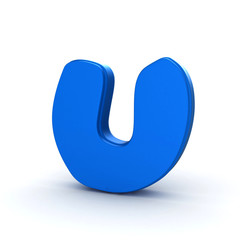 3d shiny and glossy u letter