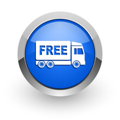 free delivery blue glossy web icon
