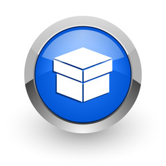 box blue glossy web icon