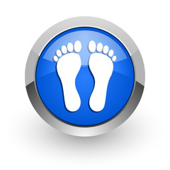 foot blue glossy web icon