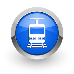 Obraz premium train blue glossy web icon