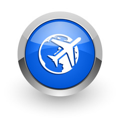 travel blue glossy web icon