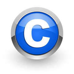 copyright blue glossy web icon