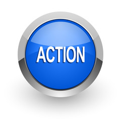 action blue glossy web icon
