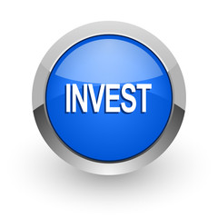 invest blue glossy web icon