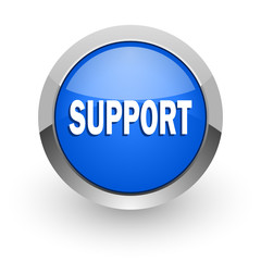support blue glossy web icon