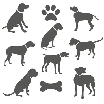 Black silhouettes of dogs