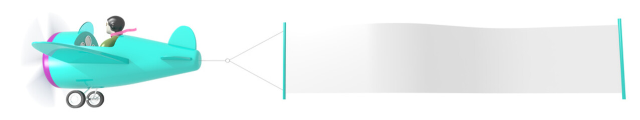 Cartoon Airplane with Banner