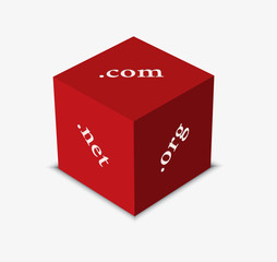 dice in red color with concept of Internet domains