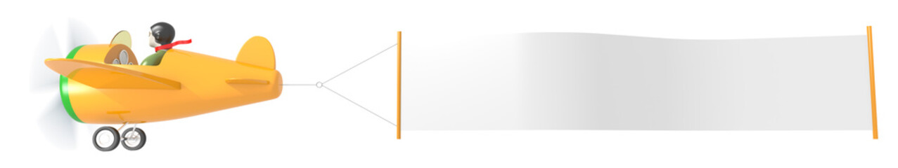 Cartoon Airplane with Banner