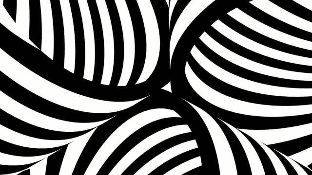 Black and white tubes with moving stripes