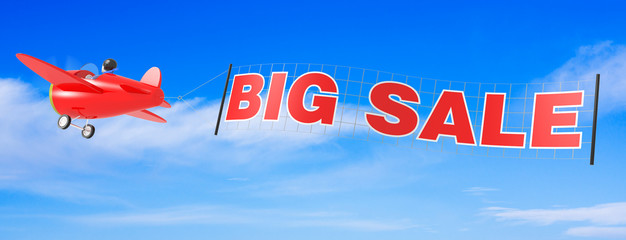 Cartoon Airplanes with Big Sale Banner © klenger