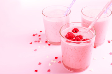 Delicious milkshake on table