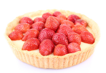 Strawberry tart isolated on white
