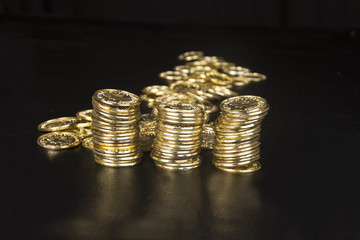 Gold Coins Illustrating Wealth Prosperity Fortune
