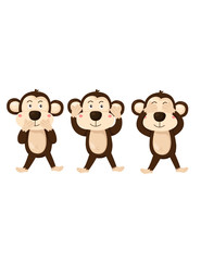 cartoon monkeys covering eyes, ears and mouth