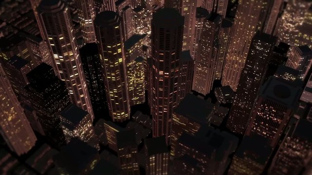 都市の空撮イメージ(夜間)