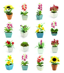 Group of fake flowers in the vase