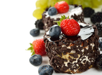 Chocolate cakes with berries