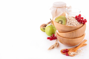 muesli,milk and fruit