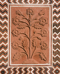 red flower wall detail Taj Mahal