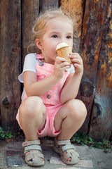 little girl eating ice cream