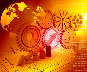 Business graph background with gears.