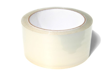 Roll of transparent adhesive tape. Isolated on white background