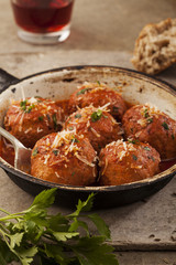 Meatballs in pan