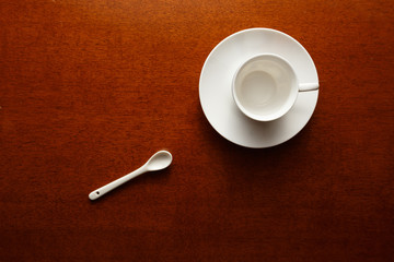 cup for coffee with spoon, closeup
