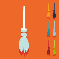 Flat design: witch broom