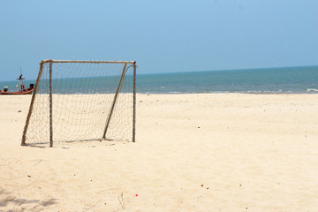 Sea beaches the sand soccer goal