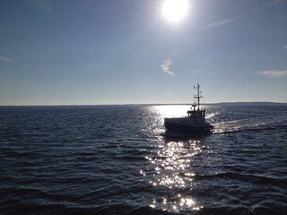 Fototapeta premium fischerboot am morgen