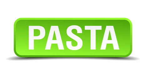 Pasta green 3d realistic square isolated button